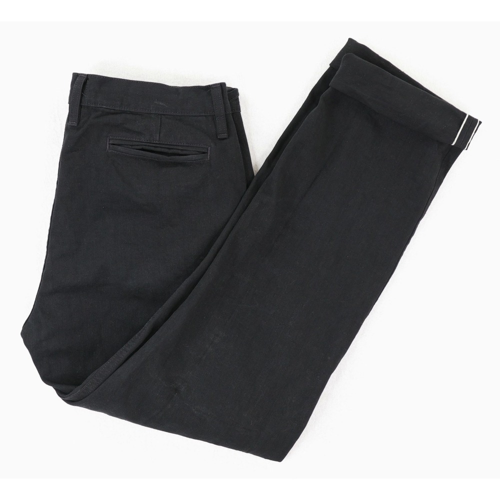3sixteen Work Pant Mens 33x31 Black Twill Selvedge Denim Chino Button Fly USA